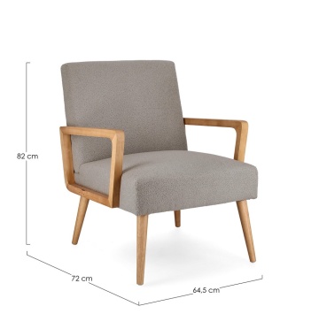 Fotoliu Veriana, textil, gri închis, 64.5 x 72 x 82 cm - Img 2