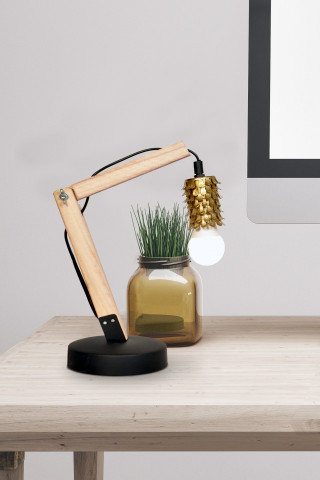 Lampa decorativa din lemn/fier Rossa IV alamă, un bec - Img 2