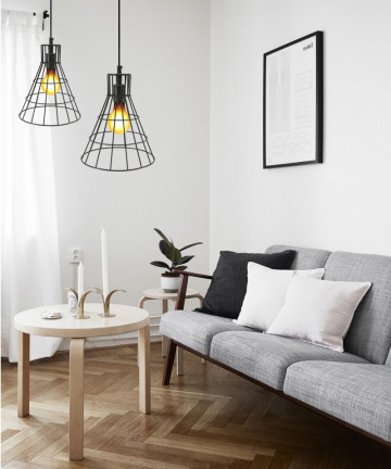 Lustra din fier galvanizat Bellatrix neagra, un bec - Img 2