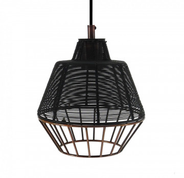 Lustra din fier galvanizat Libertas Small neagra/cupru, un bec - Img 5