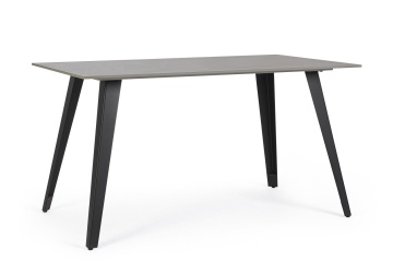 Masă Arjeta, cu blat din ceramică efect marmură și picioare din oțel, negru, 140x80 cm