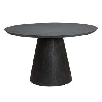 Masa de dining rotunda Premana din lemn de mango neagra 130 cm