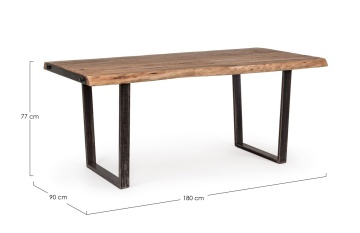 Masă dining Elmer, 8 persoane, din lemn de Acacia și oțel, 180 x 90 cm - Img 2
