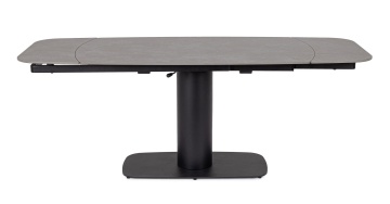 Masă dining Jeremias, extensibilă pentru 6-8 persoane, blat din gresie porțelanată cu efect de marmură gri mată, bază din oțel, 140-200x80x75 cm - Img 3