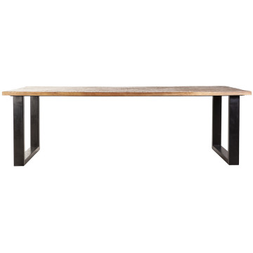 Masa dreptunghiulara cu blat din lemn de salcam 160x90x76 cm maro/negru - Img 1
