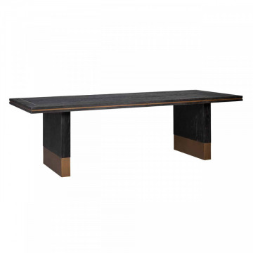 Masa dreptunghiulara cu blat din lemn de stejar Hunter 78 x 260 x 100 cm neagra/maro - Img 1