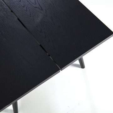 Masa dreptunghiulara din lemn de stejar 190x95x75 cm neagra - Img 2