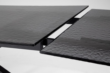 Masă extensibilă dreptunghiulară, 8-10 persoane, blat din sticlă securizată modelată, picioare din oțel vopsit electrostatic, 160-240x90 cm - Img 6