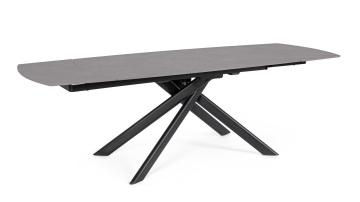 Masă extensibilă Joakim, 8-10 persoane, blat gresie porțelanată efect marmură mată, picioare oțel, gri, 160-240 x 90 x 75 cm