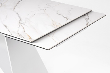 Masă extensibilă pentru 8-10 persoane, cu blat din ceramică și sticlă securizată, picioare din oțel, 180-260x90x76 cm - Img 8