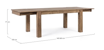 Masă extensibilă Salford pentru 12 persoane, din lemn de sheesham, finisaj natural, 200-300x100 cm - Img 3