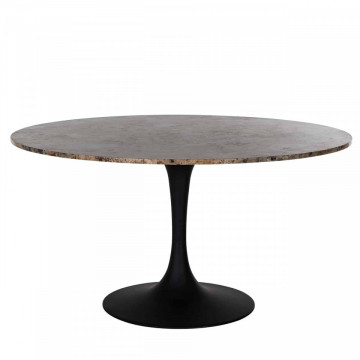 Masa rotunda cu blat din marmura Orion 75 x 140 x 140 cm maro/negru - Img 1
