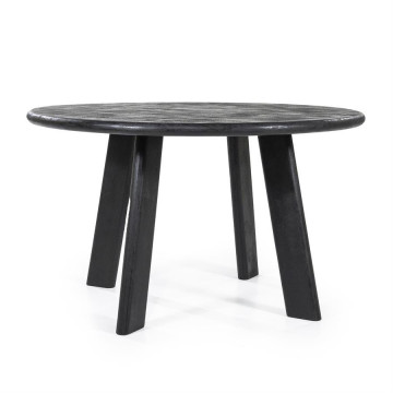 Masa rotunda din lemn de mango Fynn 130x75 cm neagra - Img 3