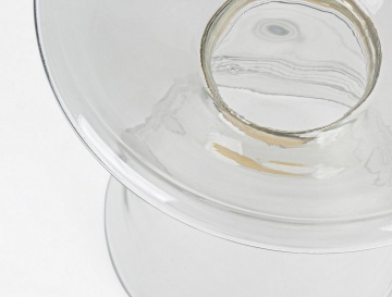 Măsuță de cafea Azmin, rotundă, din sticlă transparentă și oțel auriu, diametru 36 cm, 36x46 cm - Img 3