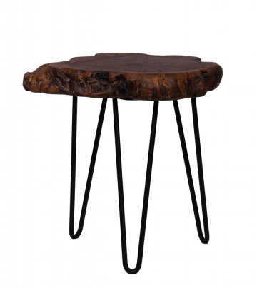 Masuta de cafea cu forma neregulata din lemn Woody 30x30x40 cm maro inchis - Img 4