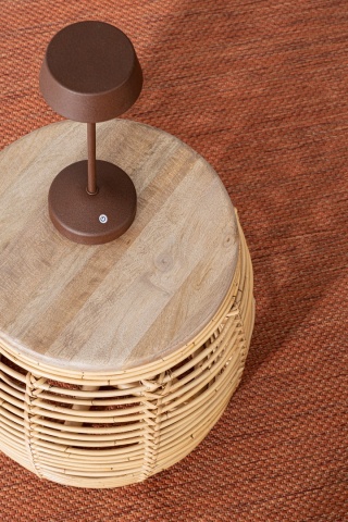 Măsuță de cafea, diametru 45 cm, rotundă, din ratan cu blat din lemn de mango, finisaj nitrocelulozic, înălțime 48 cm - Img 4