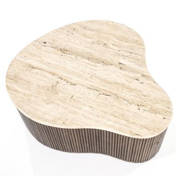 Masuta de cafea din lemn de mango si travertin Mari 83x72x34 cm - Img 2