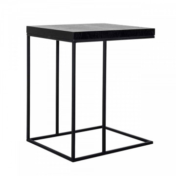 Masuta de cafea dreptunghiulara din stejar si metal Oakura 65x55x45 cm neagra