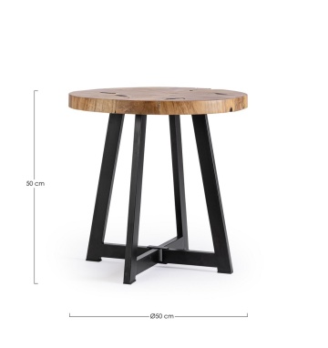 Măsuță de cafea Elwood D50, cu blat din rădăcină de tec și picioare din oțel, finisaj nitrocelulozic - Img 2