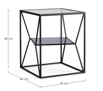 Măsuță de cafea Hydra, pătrată, cu blat din sticlă securizată și cadru din oțel vopsit epoxidic, dimensiuni 40 x 40 cm, înălțime 50 cm - Img 2