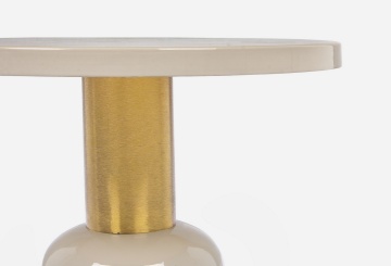 Măsuță de cafea Nalima, rotundă, din oțel emailat, crem, diametru 50.5 cm, înălțime 51 cm - Img 5