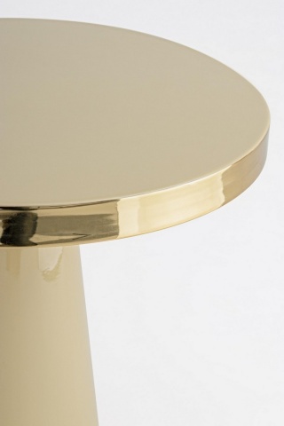 Măsuță de cafea Nandika, rotundă, din oțel emailat ivory, margine placată cu alamă, diametru 45.5 cm, înălțime 43 cm - Img 3