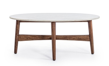 Măsuță de cafea ovală Albany, cu blat din marmură și cadru din lemn de acacia, 105x55x45 cm - Img 3