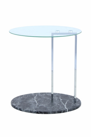 Masuta de cafea ovala din sticla cu spatiu de depozitare Julius 45,7x35,5x49 cm transparenta/negru/argintiu - Img 3