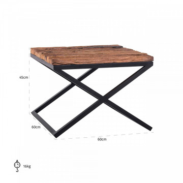 Masuta de cafea patrata din lemn Kensington 60x60x45 cm maro inchis - Img 4
