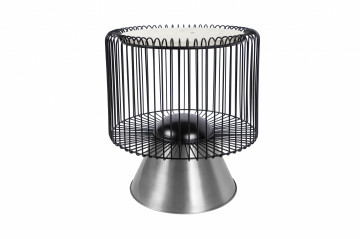 Masuta de cafea rotunda din marmura si fier Malibu 51x51x56,5 cm alb/negru