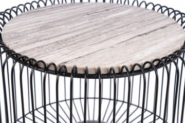 Masuta de cafea rotunda din marmura si fier Malibu 51x51x56,5 cm - Img 3