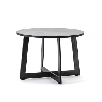 Masuta de cafea rotunda din marmura si metal Major 60x60x40 cm neagra