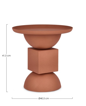 Măsuță de cafea rotundă din oțel, mată, teracotă, 40.5x41.5 cm - Img 2