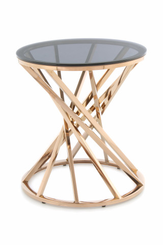 Masuta de cafea rotunda din sticla Wesley 40x40x42 cm gri/auriu - Img 1