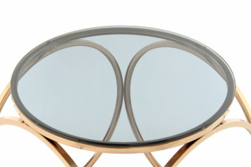Masuta de cafea rotunda din sticla Whitney 50x50x52 gri/auriu - Img 4