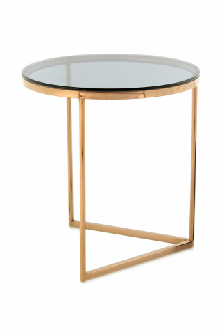 Masuta de cafea rotunda din sticla Wynona 50x50x55 cm gri/auriu - Img 3