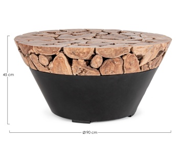 Măsuță de cafea rotundă Grenada, top din rădăcină de tec și bază din oțel, diametru 90 cm, înălțime 45 cm - Img 2