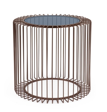 Măsuță de cafea rotundă Kieran, din metal și sticlă securizată, diametru 50 cm