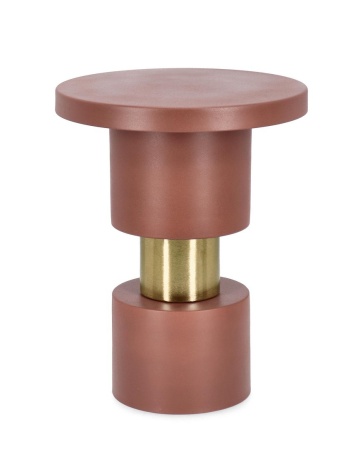 Masuta de cafea rotunda Mitul, otel mat roz, diametru 35 cm, inaltime 45 cm