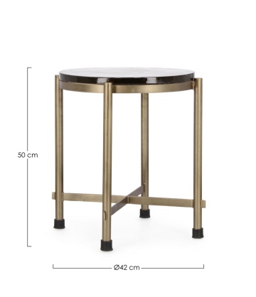 Măsuță de cafea rotundă Zayla, din sticlă și oțel, finisaj alamă antichizată - Img 2