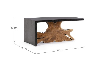 Măsuță de cafea Sherwood, unicat, din rădăcini de tec și lemn de suar, finisaj natural, 110x60x50 cm - Img 2