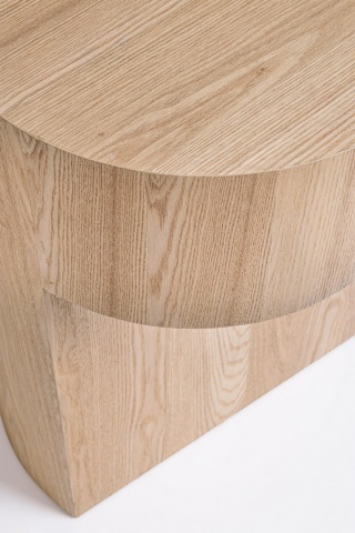 Măsuță de cafea Stanwood, diametru 38 cm, din MDF cu furnir de frasin, natur, 38x58 cm - Img 6