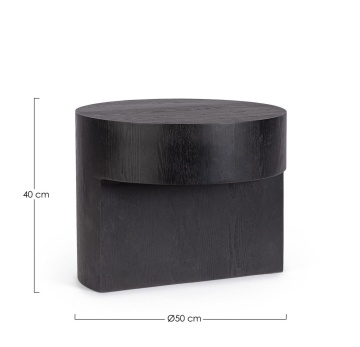 Măsuță de cafea Stanwood, diametru 50 cm, din MDF cu furnir de frasin, neagră, 50x40 cm - Img 2
