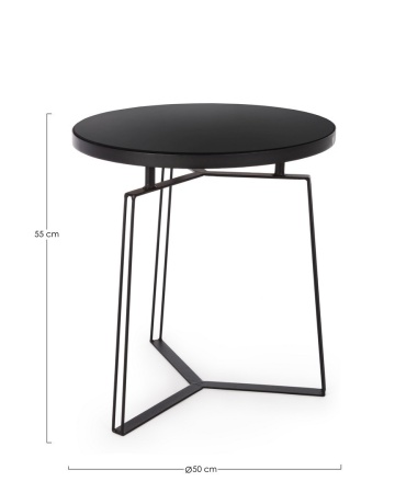 Măsuță de cafea Zaira, rotundă, cu blat din sticlă și cadru metalic, neagră, diametru 50 cm, înălțime 55 cm - Img 2
