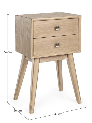 Noptiera Alannis cu 2 sertare, din lemn vopsit, 40x30x66 cm - Img 2