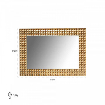 Oglinda dreptunghiulara cu rama aurie Caster, 71 x 51 x 5 cm - Img 2