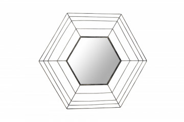 Oglinda hexagonala cu rama din metal aurie Romeo, 1.5cm (L / D) x 69cm (W) x 79.5cm (H)