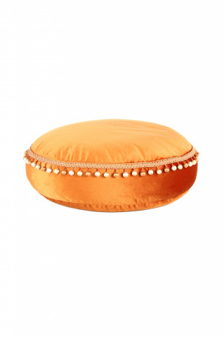 Puf din catifea cu ciucuri Taj Mahal orange