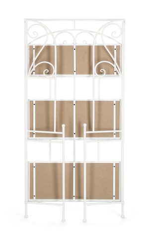 Raft Guenda, 3 polițe, pliabil, din metal și MDF, vopsit electrostatic, alb, 60x28x127 cm - Img 7
