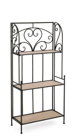 Raft Guenda cu 3 polițe, din metal și MDF, negru, 60x28x127 cm